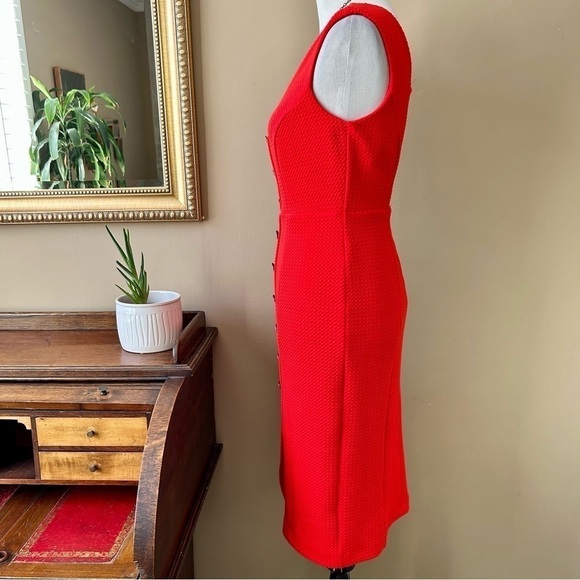 Anthropologie Maeve Quilted Button Midi Dress Red Size Medium NWT - Picture 8 of 11